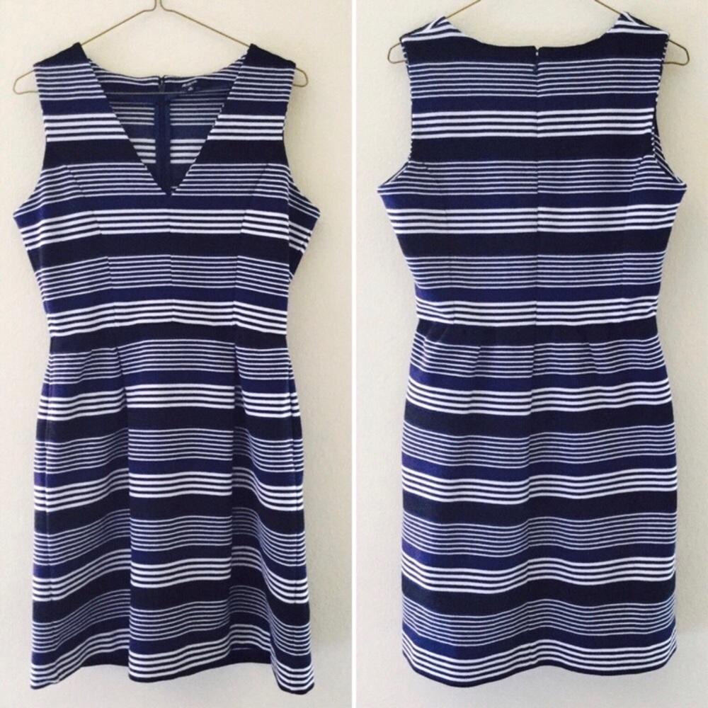 MADEWELL Gallerist Ponte Stripe Sleeveless Dress Medium